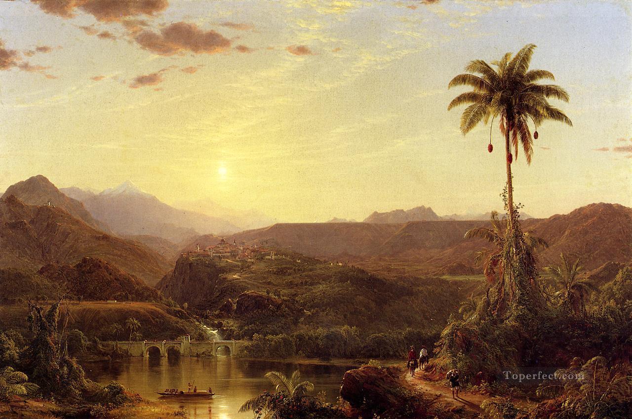 The Cordilleras Sunrise scenery Hudson River Frederic Edwin Church Oil Paintings
